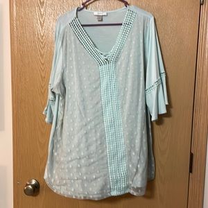 CJ Banks Decorated Mint Blouse